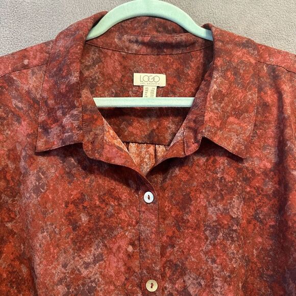 LOGO Lori Goldstein Stretch Woven Button Front Blouse Plus Size 2X Tunic Top - Picture 4 of 10